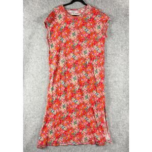 Natural Life Frankie Dress Womens Small Floral Cotton Knit Tee Midi Boho